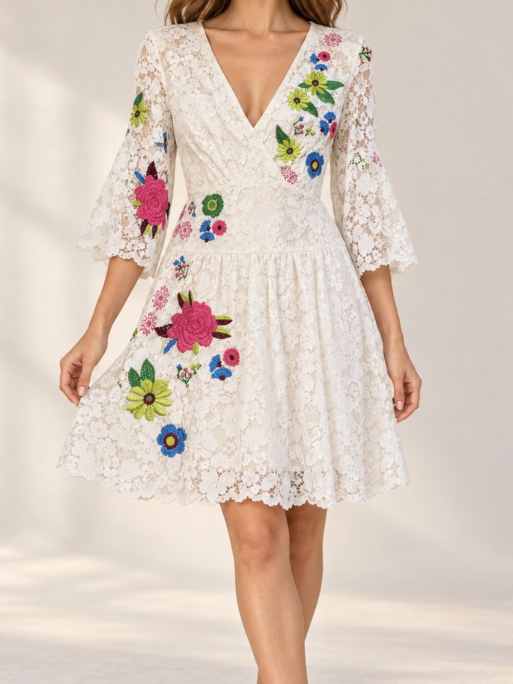NWT Tracy Reese Anthropologie White Lace Floral Embroidered Dress